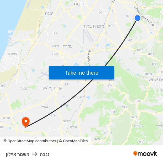 משמר איילון to נגבה map