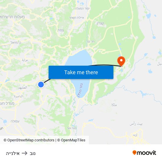 אילנייה to נוב map