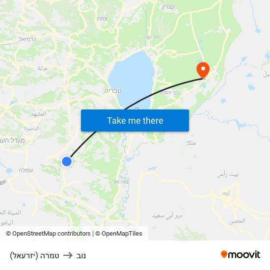 טמרה (יזרעאל) to נוב map