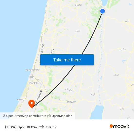 אשדות יעקב (איחוד) to ערוגות map