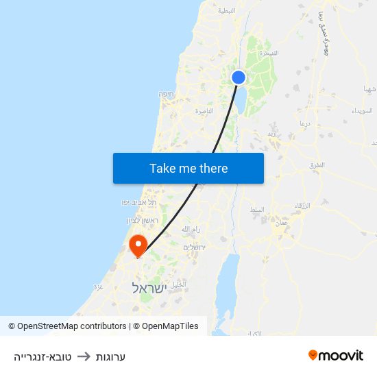 טובא-זנגרייה to ערוגות map