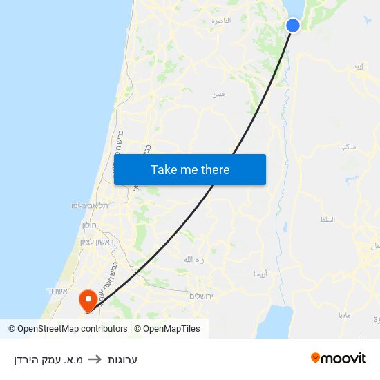 מ.א. עמק הירדן to ערוגות map