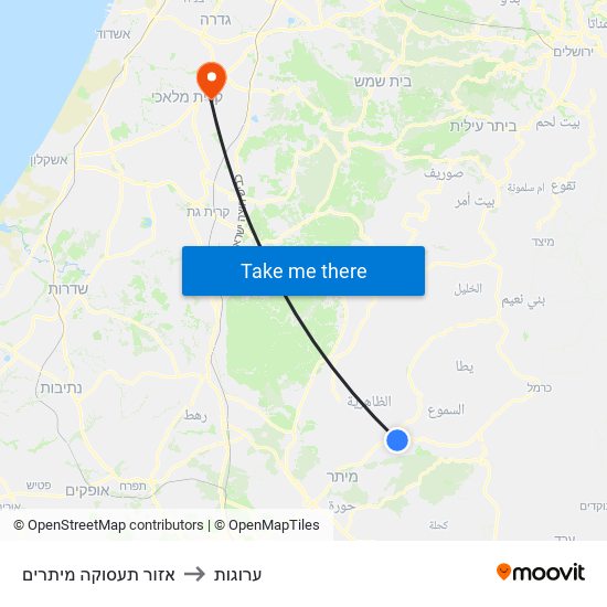 אזור תעסוקה מיתרים to ערוגות map