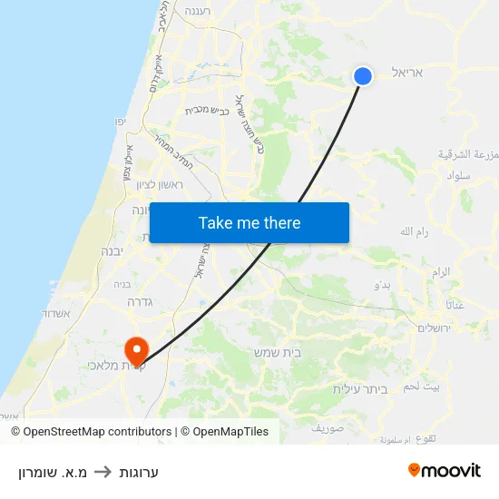 מ.א. שומרון to ערוגות map
