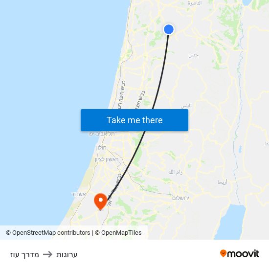 מדרך עוז to ערוגות map