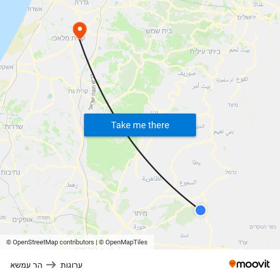 הר עמשא to ערוגות map