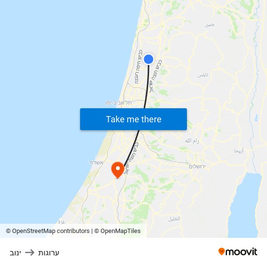 ינוב to ערוגות map