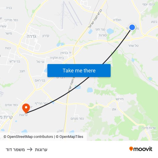 משמר דוד to ערוגות map