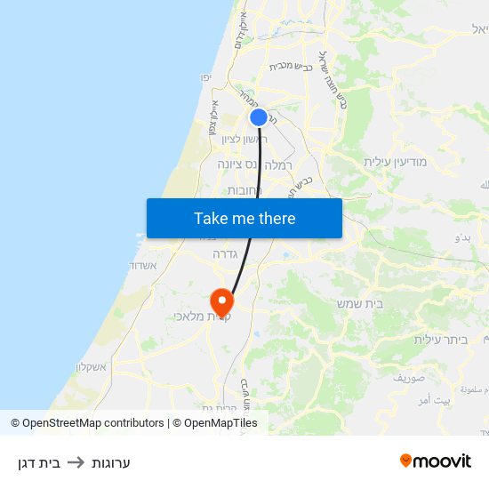 בית דגן to ערוגות map