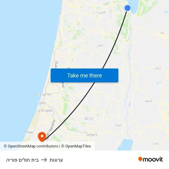 בית חולים פוריה to ערוגות map