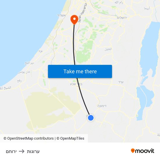 ירוחם to ערוגות map