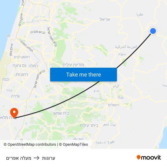 מעלה אפרים to ערוגות map