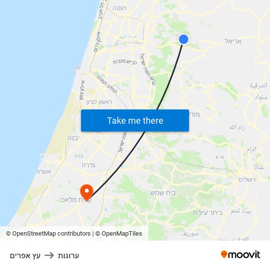 עץ אפרים to ערוגות map