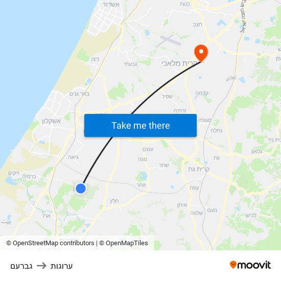 גברעם to ערוגות map