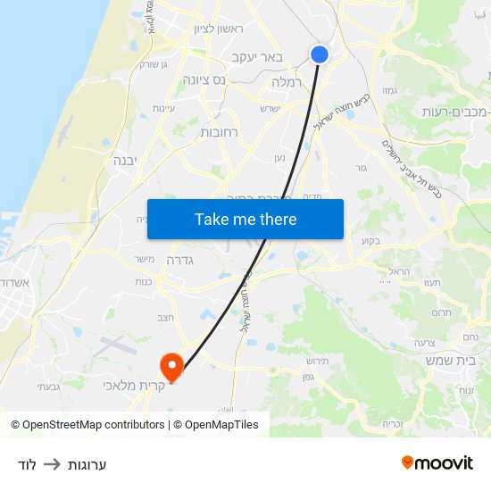 לוד to ערוגות map