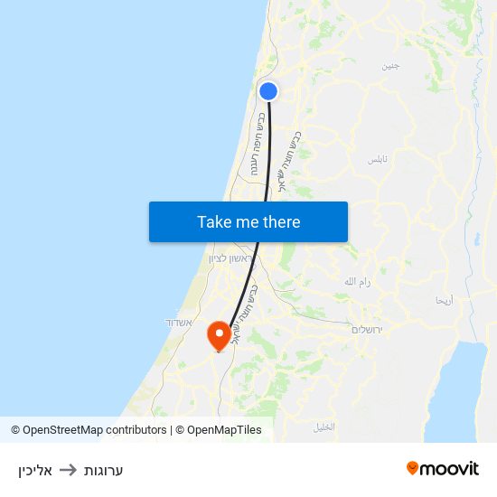 אליכין to ערוגות map