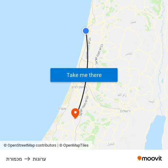 מכמורת to ערוגות map