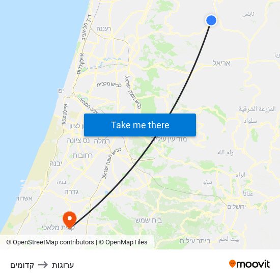 קדומים to ערוגות map