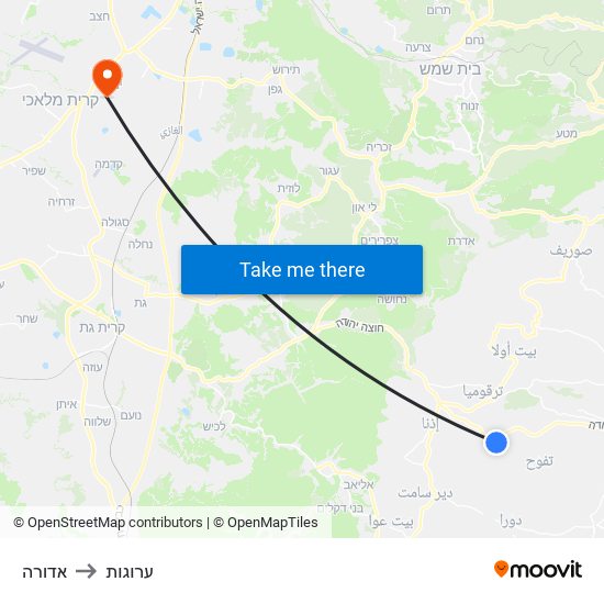 אדורה to ערוגות map