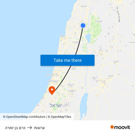 כרם בן זמרה to ערוגות map