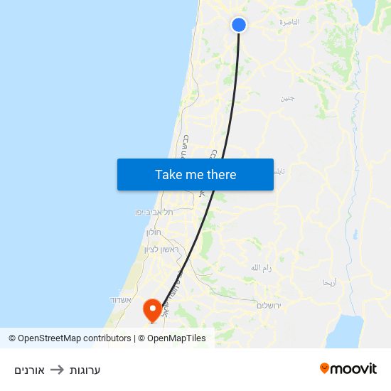 אורנים to ערוגות map