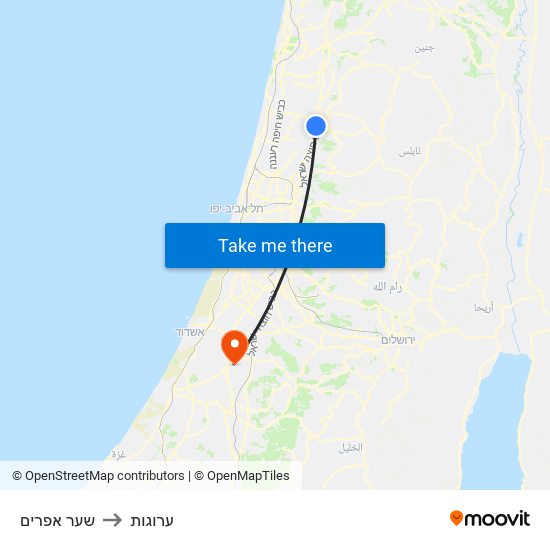 שער אפרים to ערוגות map