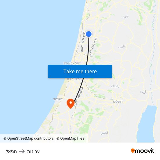 חניאל to ערוגות map