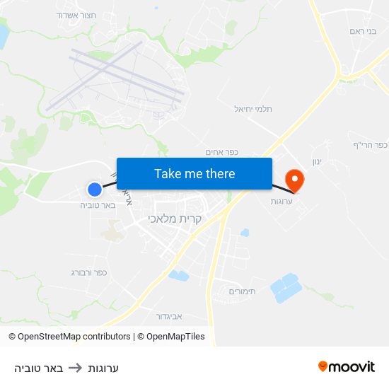 באר טוביה to ערוגות map