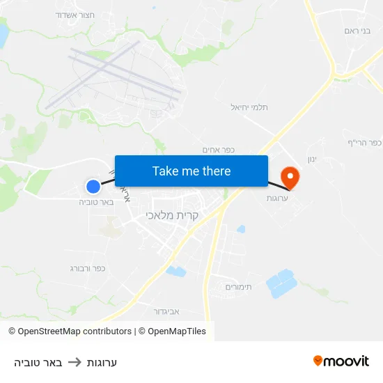 באר טוביה to ערוגות map