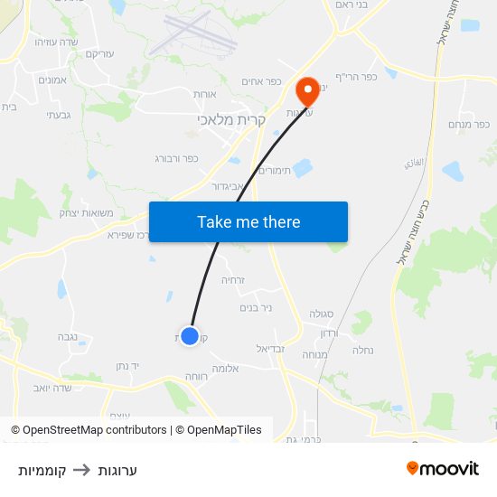 קוממיות to ערוגות map