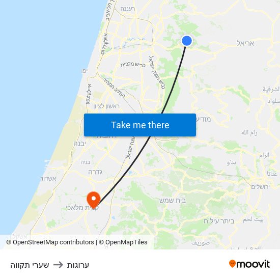 שערי תקווה to ערוגות map