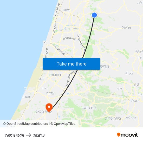 אלפי מנשה to ערוגות map