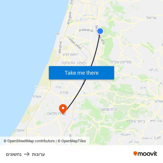 נחשונים to ערוגות map