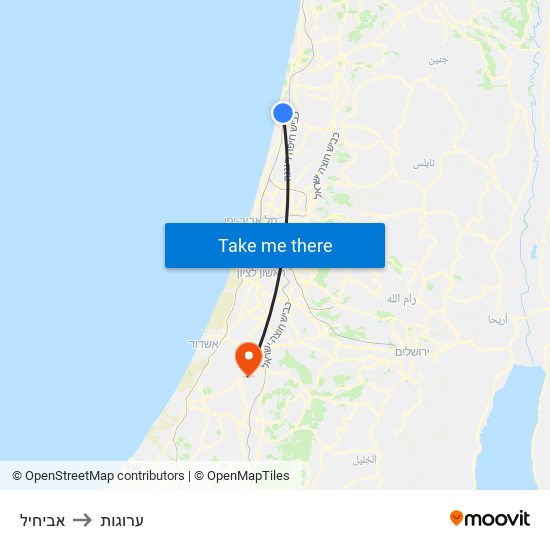 אביחיל to ערוגות map