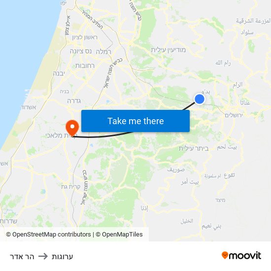 הר אדר to ערוגות map