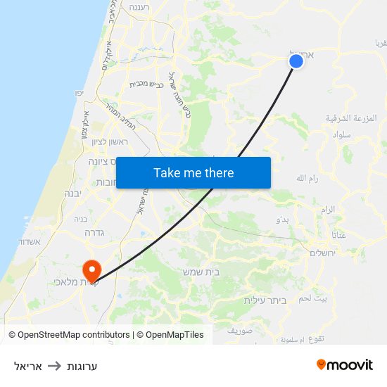 אריאל to ערוגות map