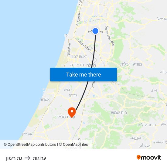 גת רימון to ערוגות map