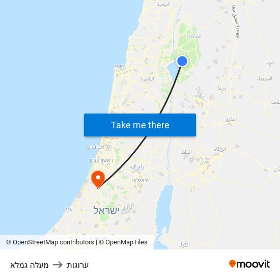 מעלה גמלא to ערוגות map