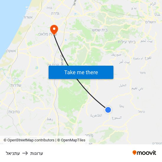 עתניאל to ערוגות map