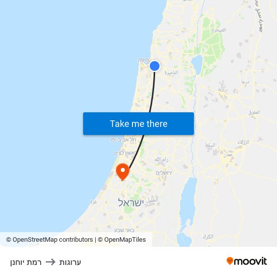 רמת יוחנן to ערוגות map