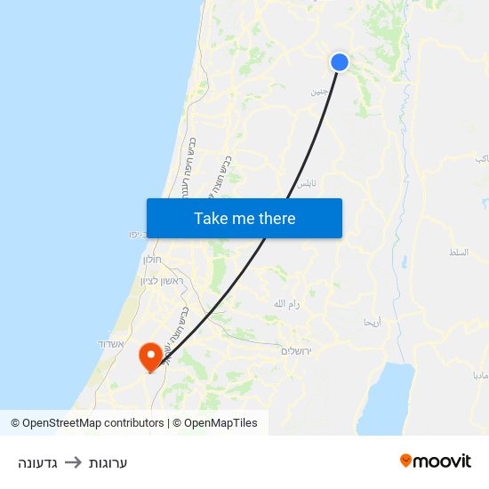 גדעונה to ערוגות map