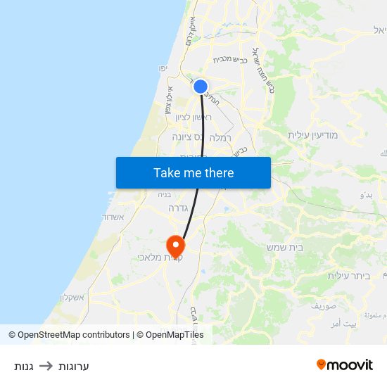 גנות to ערוגות map