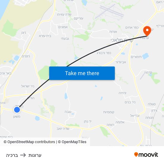 ברכיה to ערוגות map