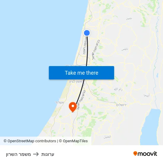 משמר השרון to ערוגות map