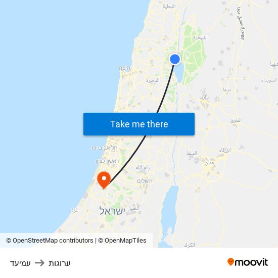 עמיעד to ערוגות map