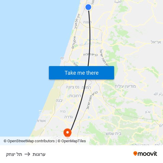 תל יצחק to ערוגות map