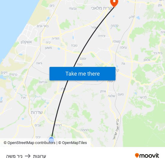 ניר משה to ערוגות map