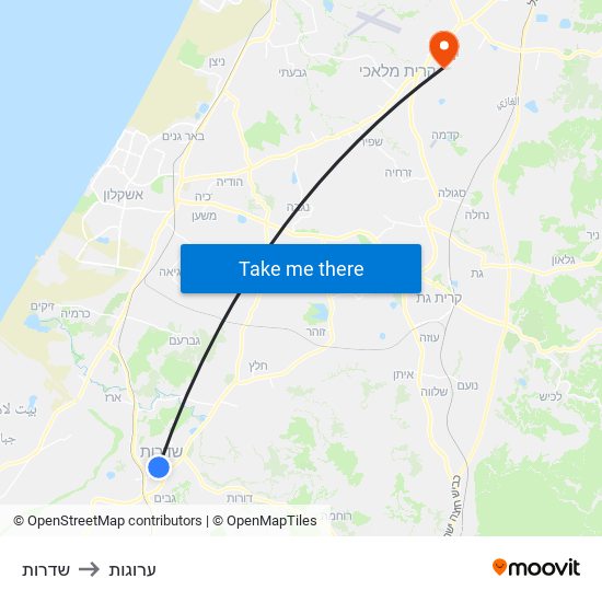 שדרות to ערוגות map