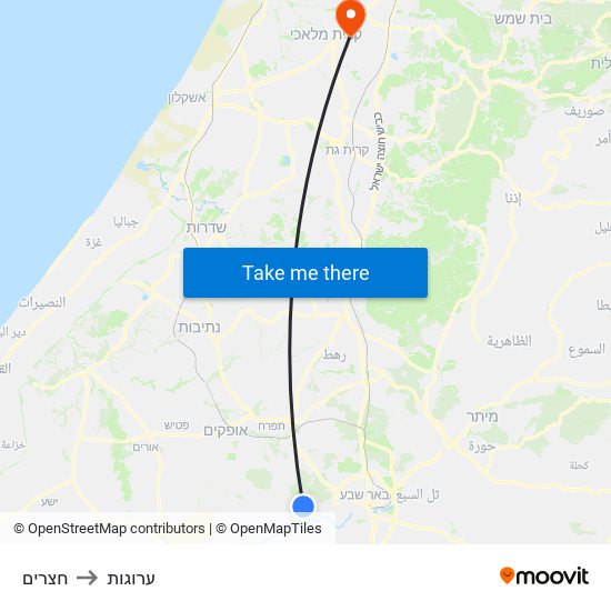 חצרים to ערוגות map