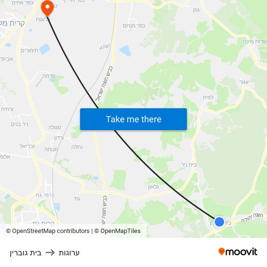 בית גוברין to ערוגות map